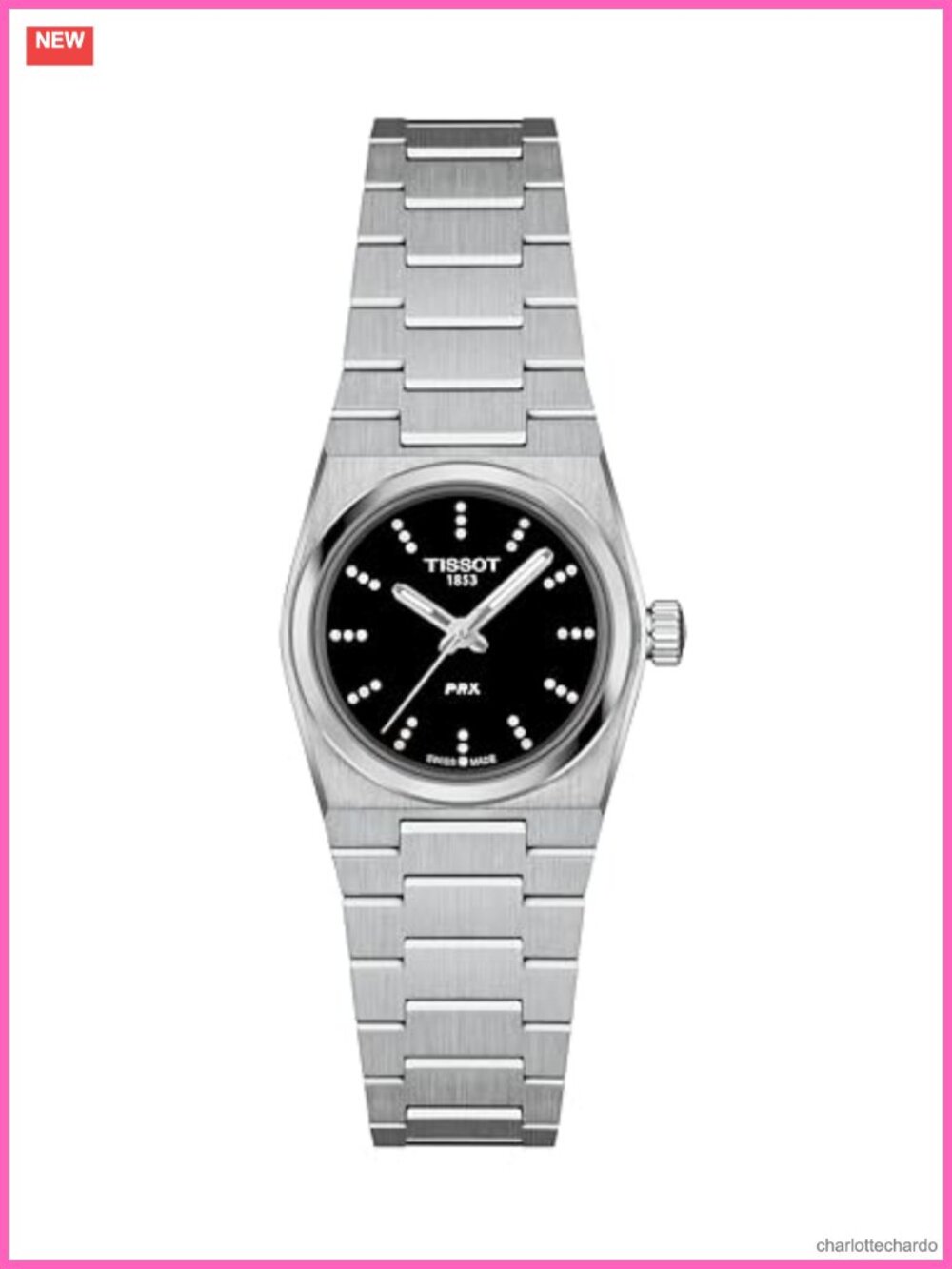 Swiss Quartz Diamond Dial Stainless Steel Bracelet Women's Dress Watch 25mm